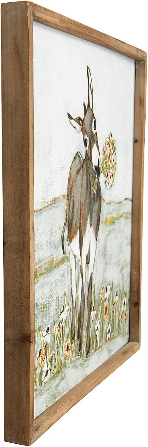 Creative Co-Op Donkey Wall Décor in Wood Frame