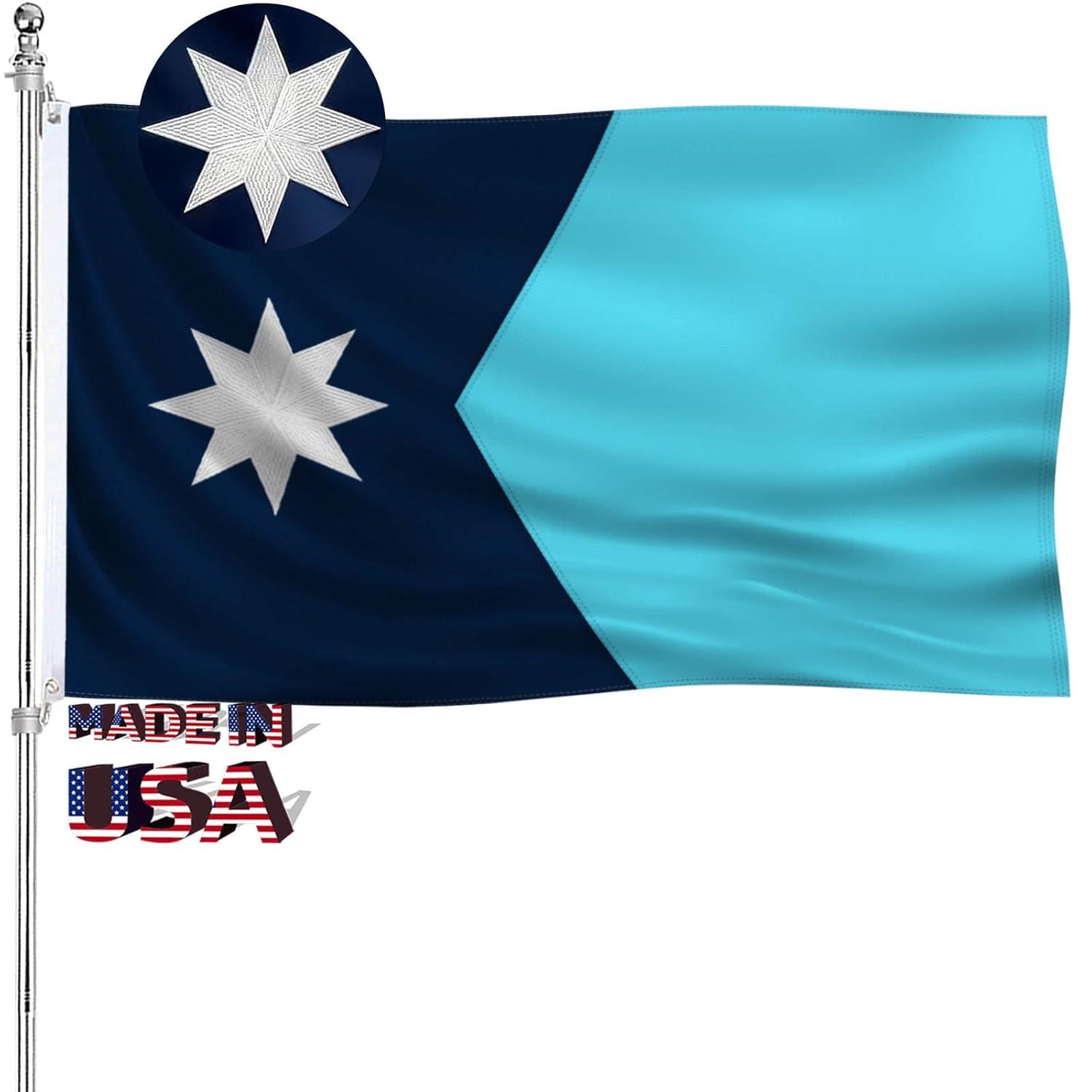 New Minnesota State Flag 3x5 Outdoor MN Flag 2 Rows Stitched Edge Canvas Header with 2 Brass Grommets