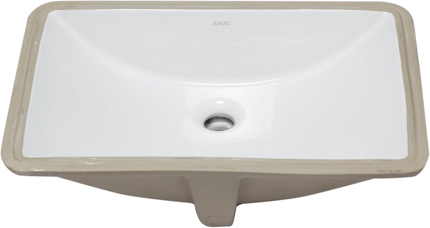 EAGO 15'' White Ceramic Rectangular Bathroom Sink with Overflow