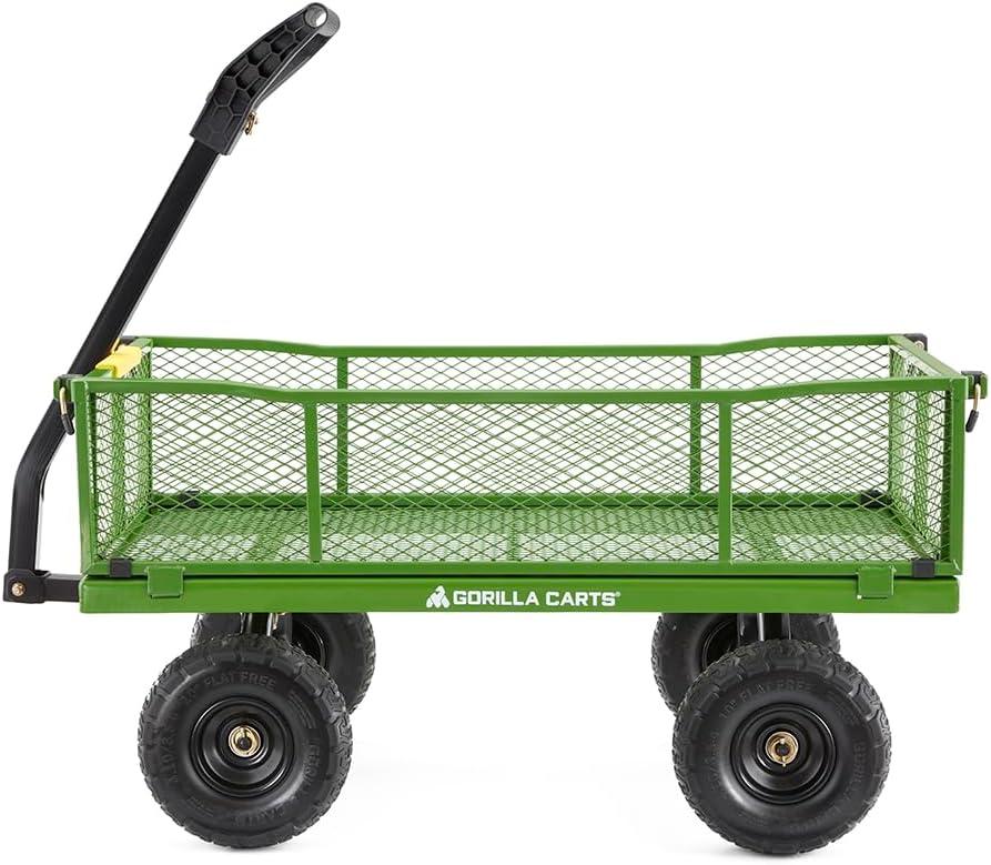 Gorilla Carts GOR400 400-lb. Steel Mesh Garden Cart with 10" Tires