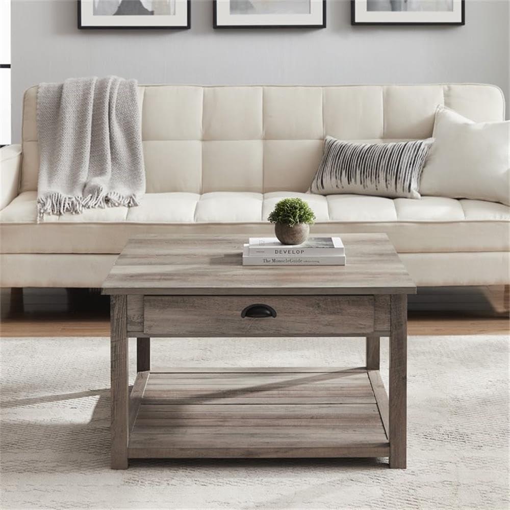 30" Square Country Coffee Table - Grey Wash