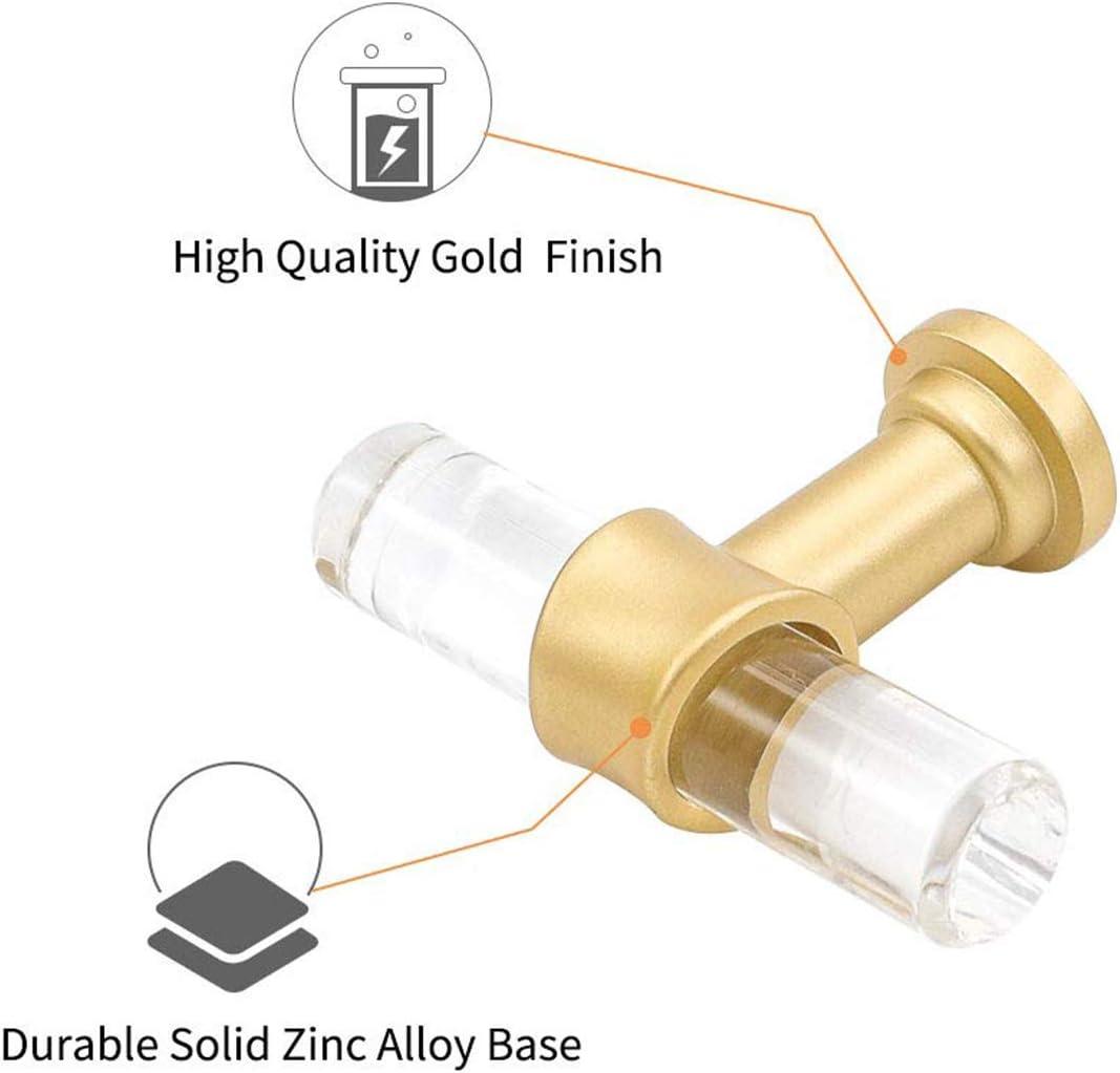 Homdiy 10 Pack Acrylic Drawer Knobs Matte Gold Cabinet Knobs T Bar for Kitchen and Bedroom .etc