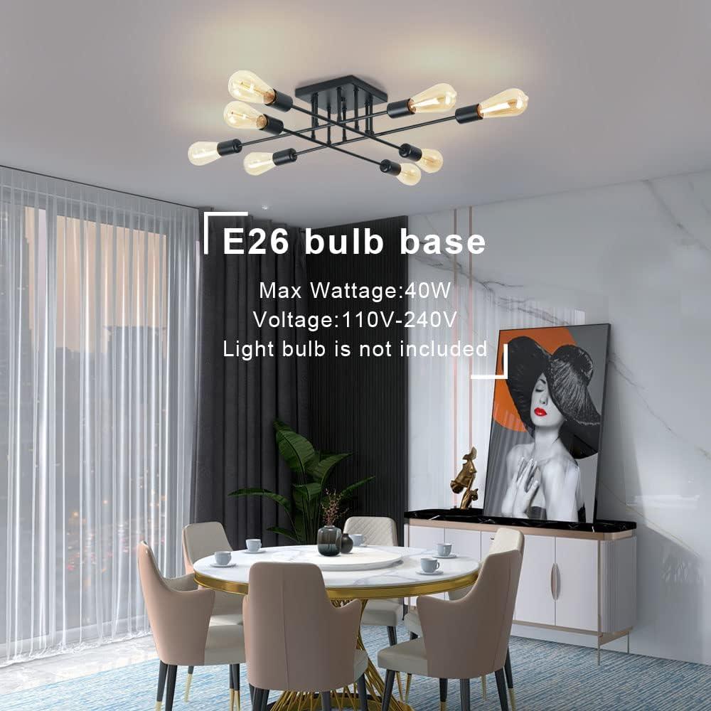 Aiwen 8 Lights Metal Sputnik Semi Flush Mount Ceiling Lamp Modern Home Decoration Light Fixture