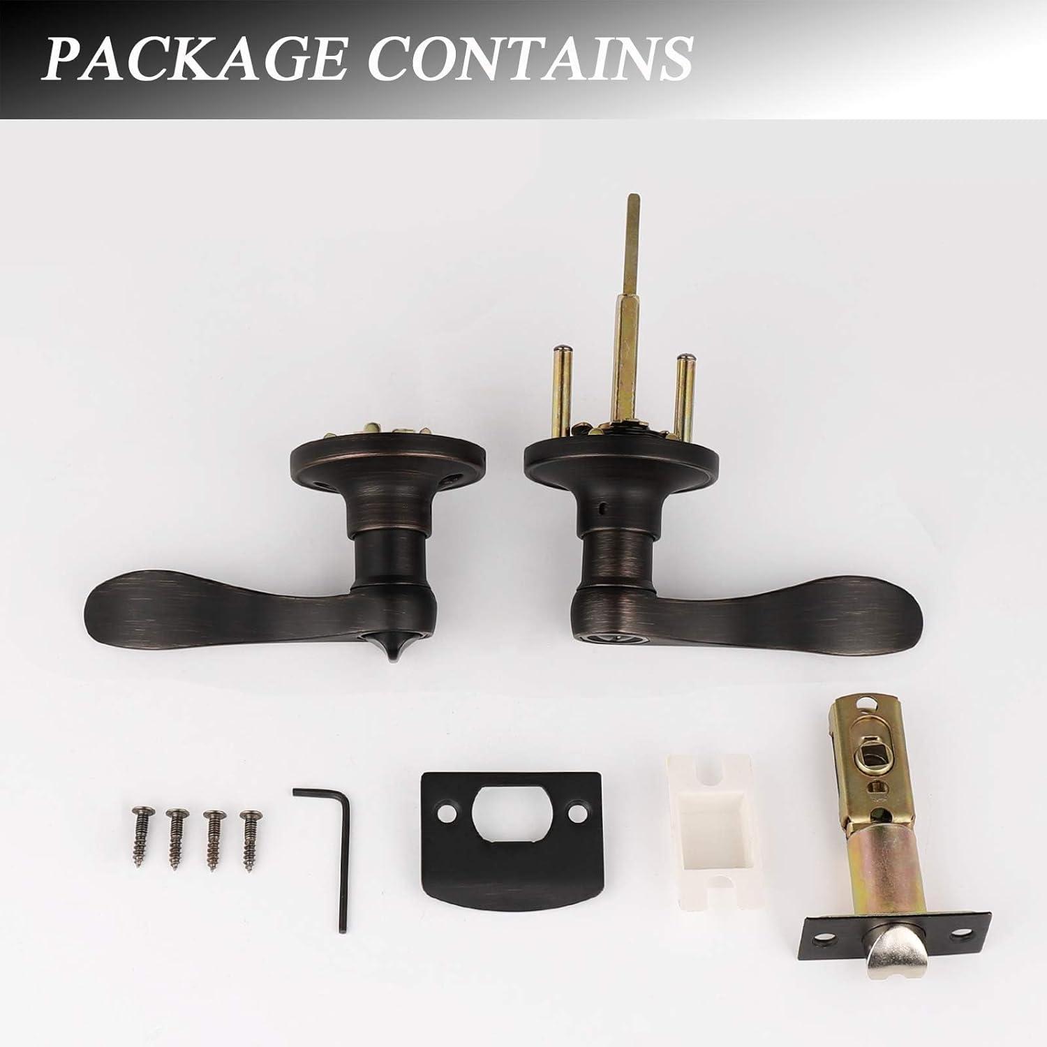 Oil Rubbed Bronze Modern Key Lock Door Lever Set