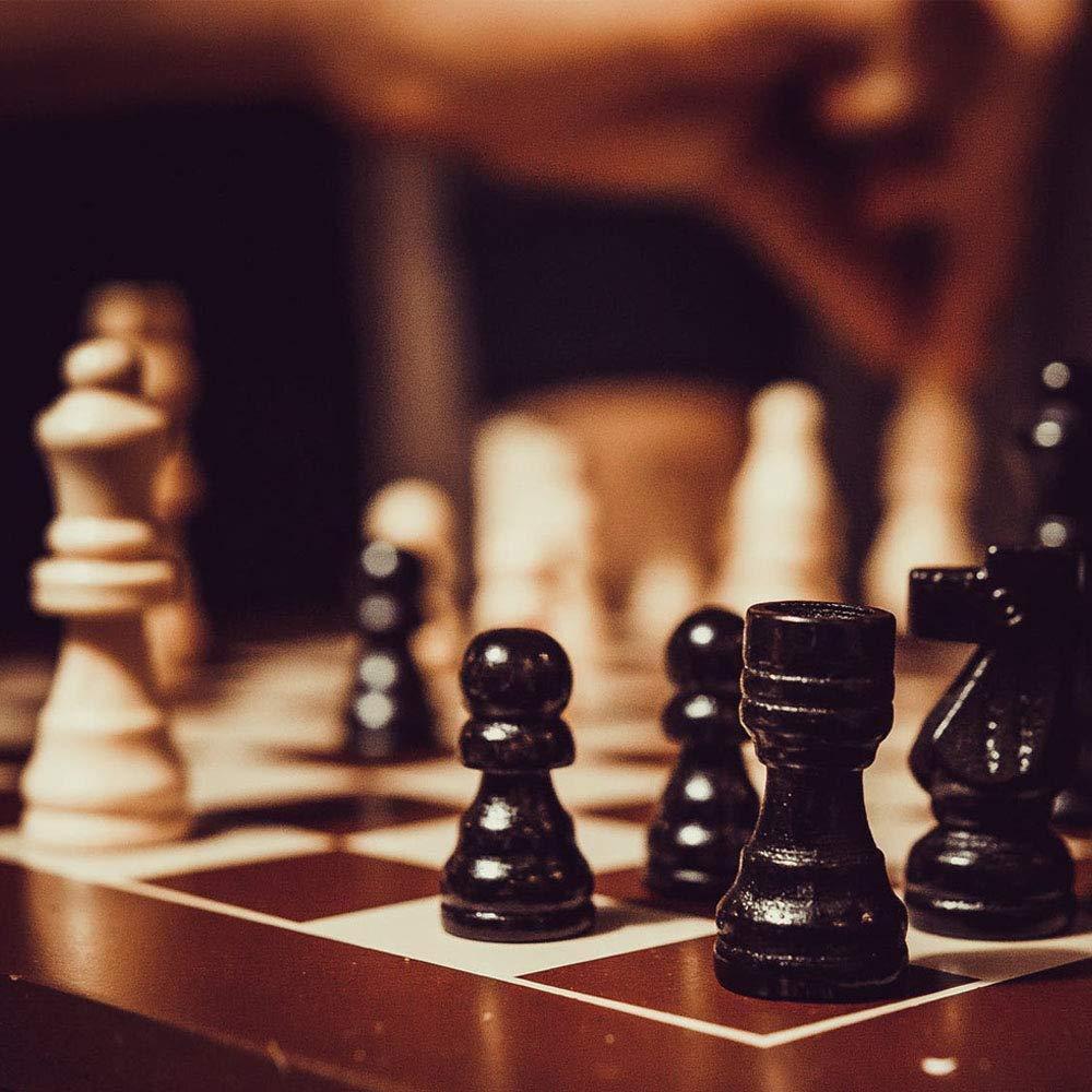 15inch Chess and Checkers Game Set - Chess Unique Gift for Kids and Adults. Durable Wooden Pieces, Sleek Wooden Board.Chess Introduces Strategy and Problem-Solving. Family Game Night Activity