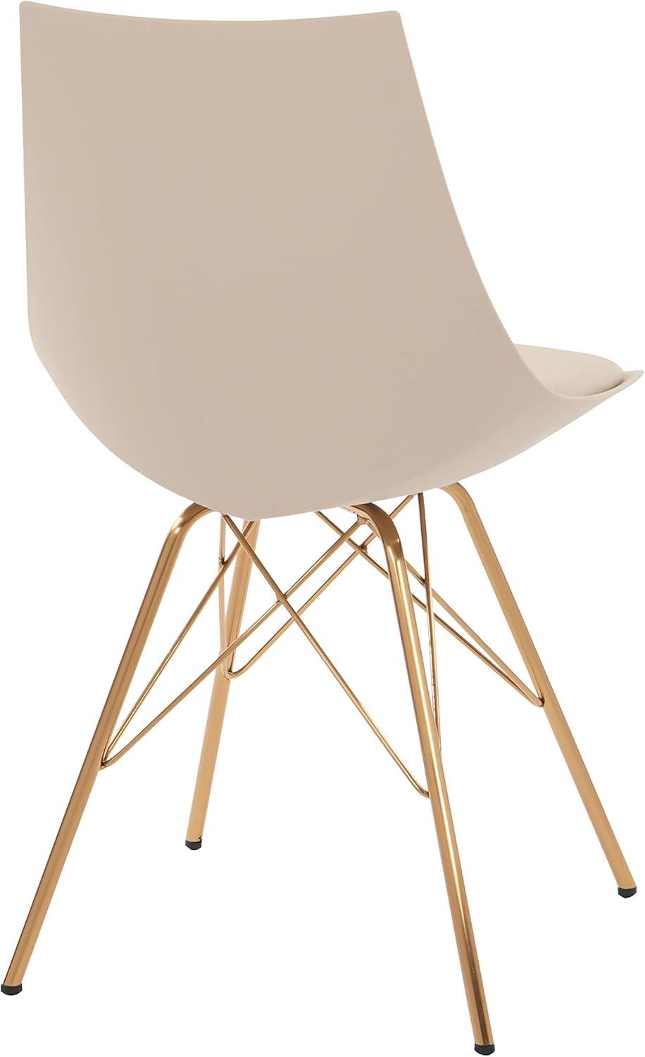 Chic Beige Faux Leather Side Chair with Gold Metal Base