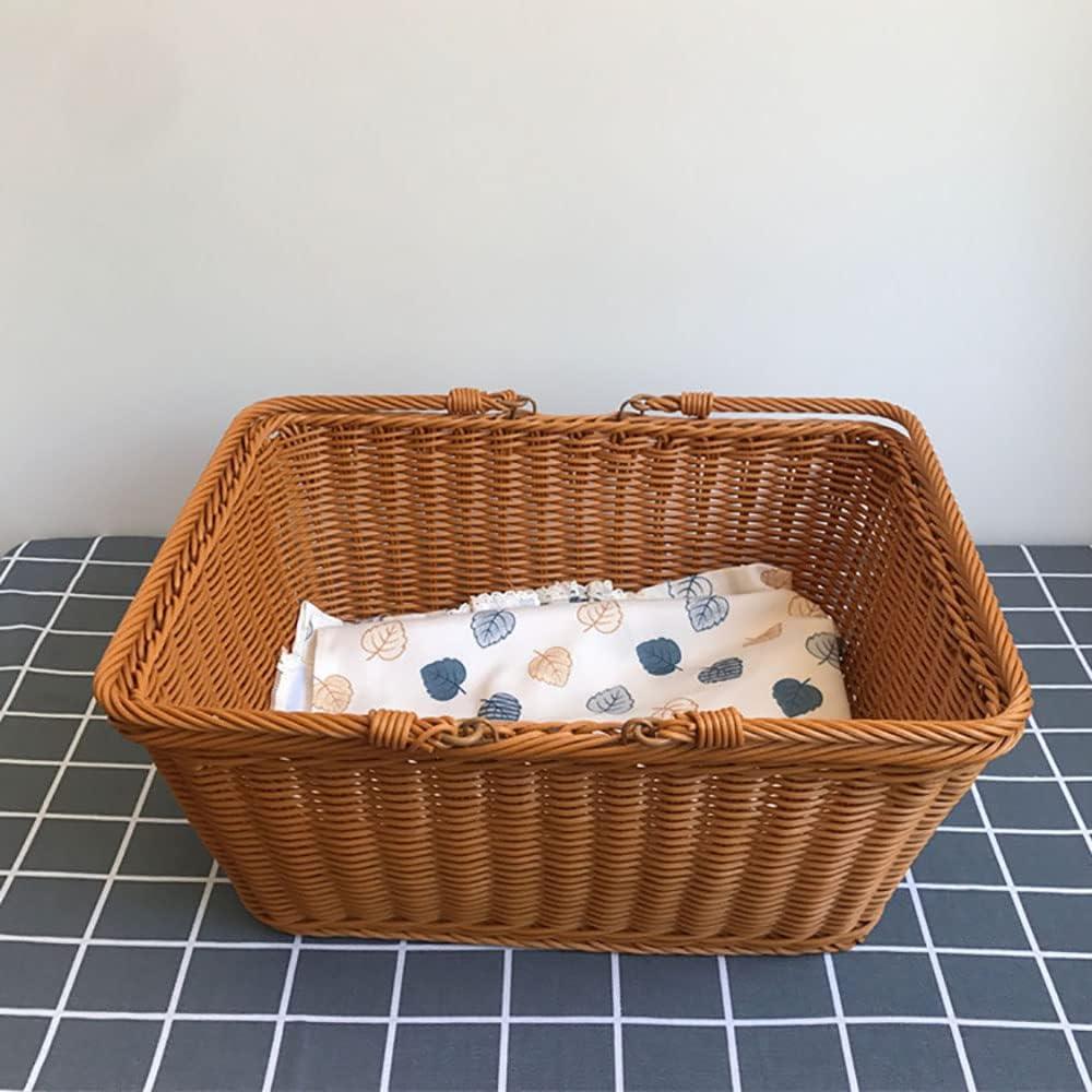 ANRUIDE 16"Poly Wicker storage Baskets,Handmade Woven Basket Harvest Basket Wicker Storage Basket for Picnic, Easter, Organizing, Gathering Vegetables(16" x 12") Brown