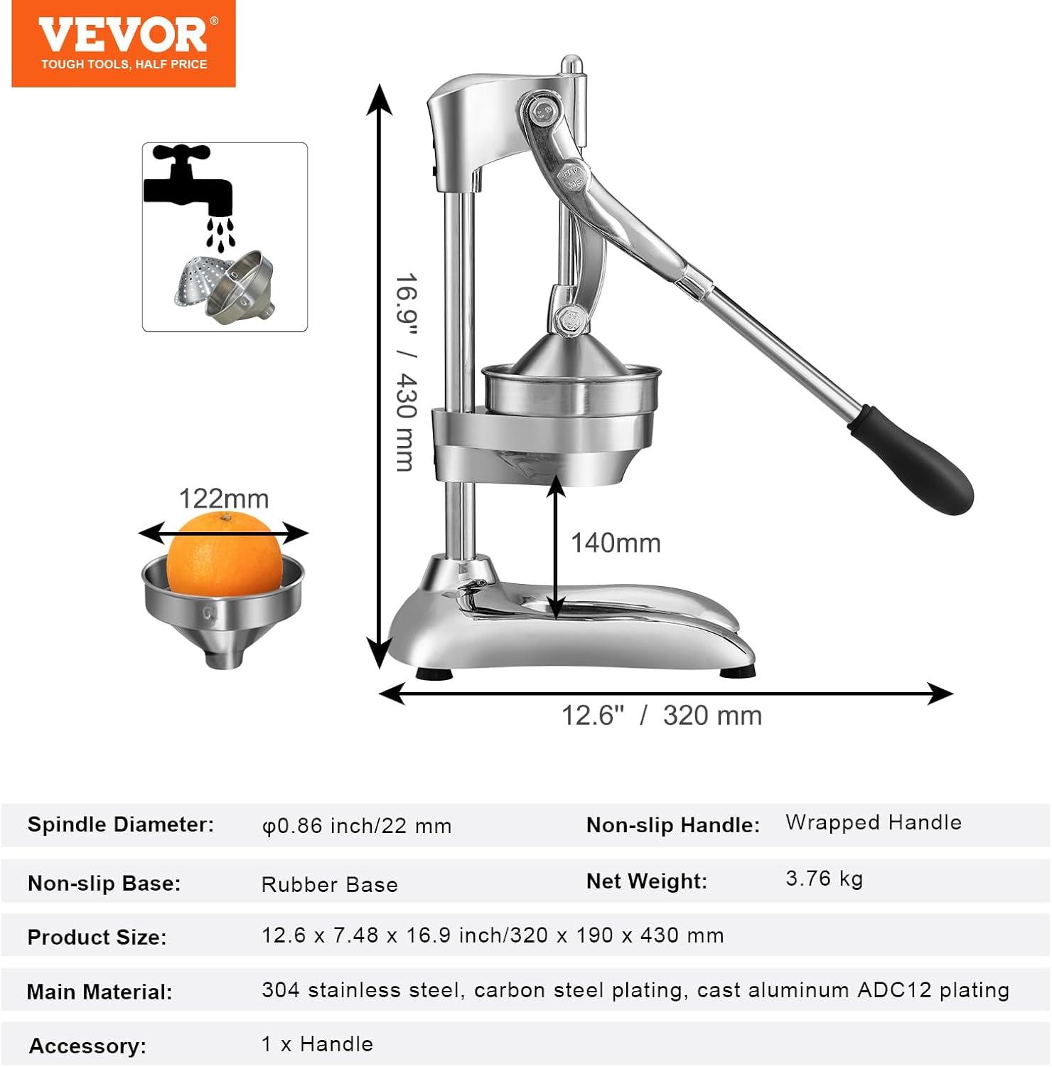 Stainless Steel Manual Citrus Juicer with Ergonomic Handle