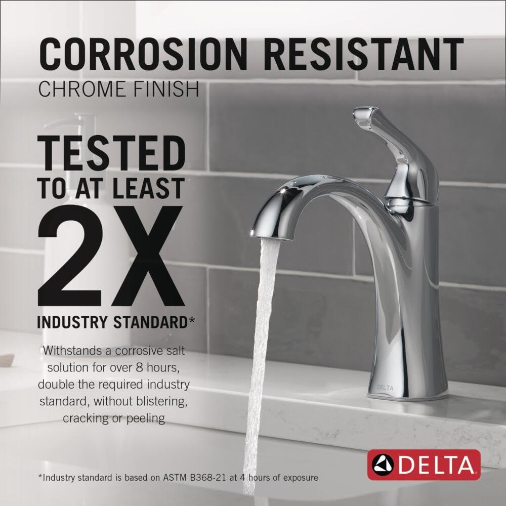Delta Arvo Single Hole Bathroom Faucet with Drain Assembly, Single Handle Bathroom Sink Faucet 15840LF