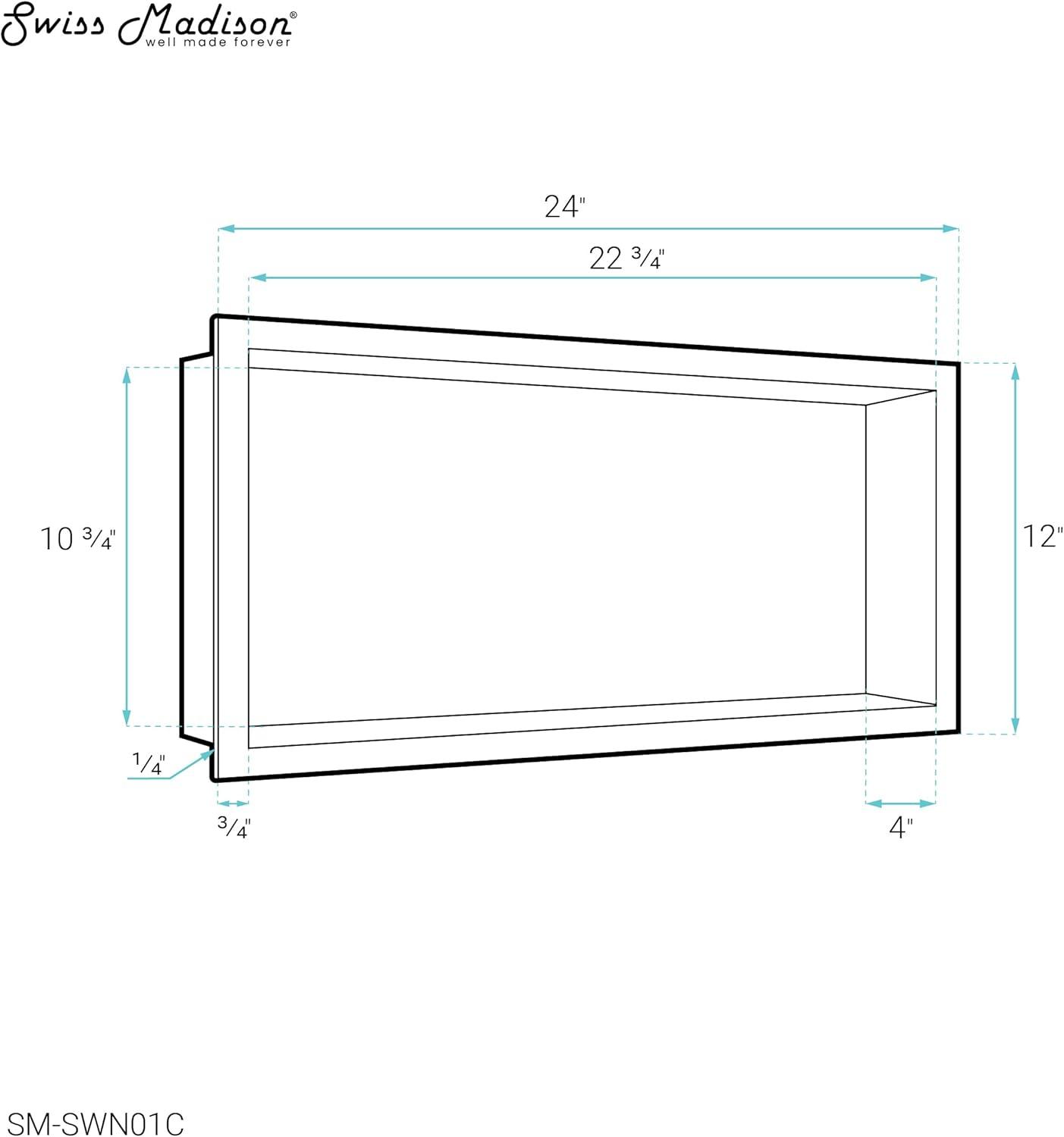 Voltaire 12" x 24" Matte Chrome Stainless Steel Wall Niche