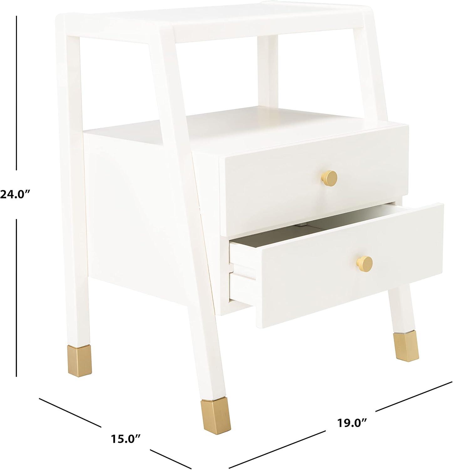 Cove Chic White/Gold Rectangular Storage Accent Table