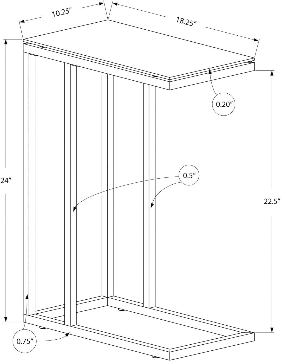 Monarch Specialties Accent Table, C-shaped, End, Side, Snack, Living Room, Bedroom, Tempered Glass