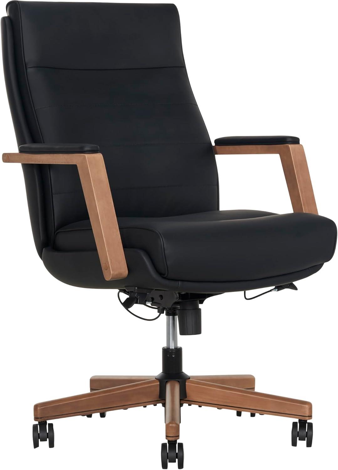 Thomasville® Fendley Ergonomic Vegan Leather Mid-Back Office Chair, Black/Brown