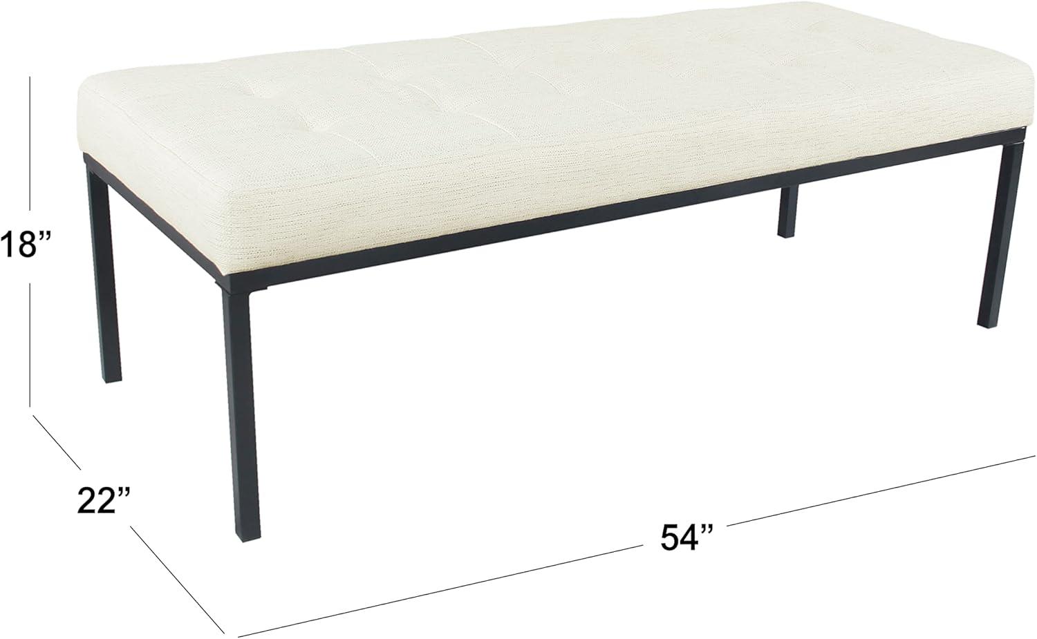 Modern Industrial Cream Woven Tufted Metal Bench