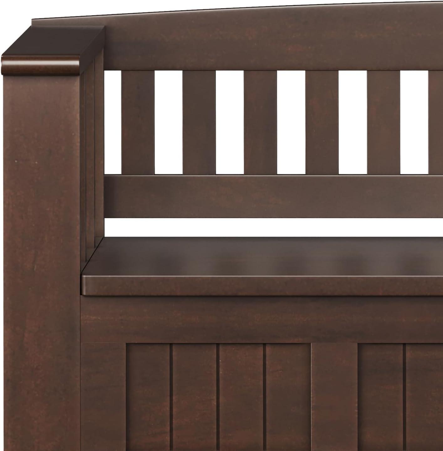 Brunette Brown Wooden Entryway Storage Bench with Shelf
