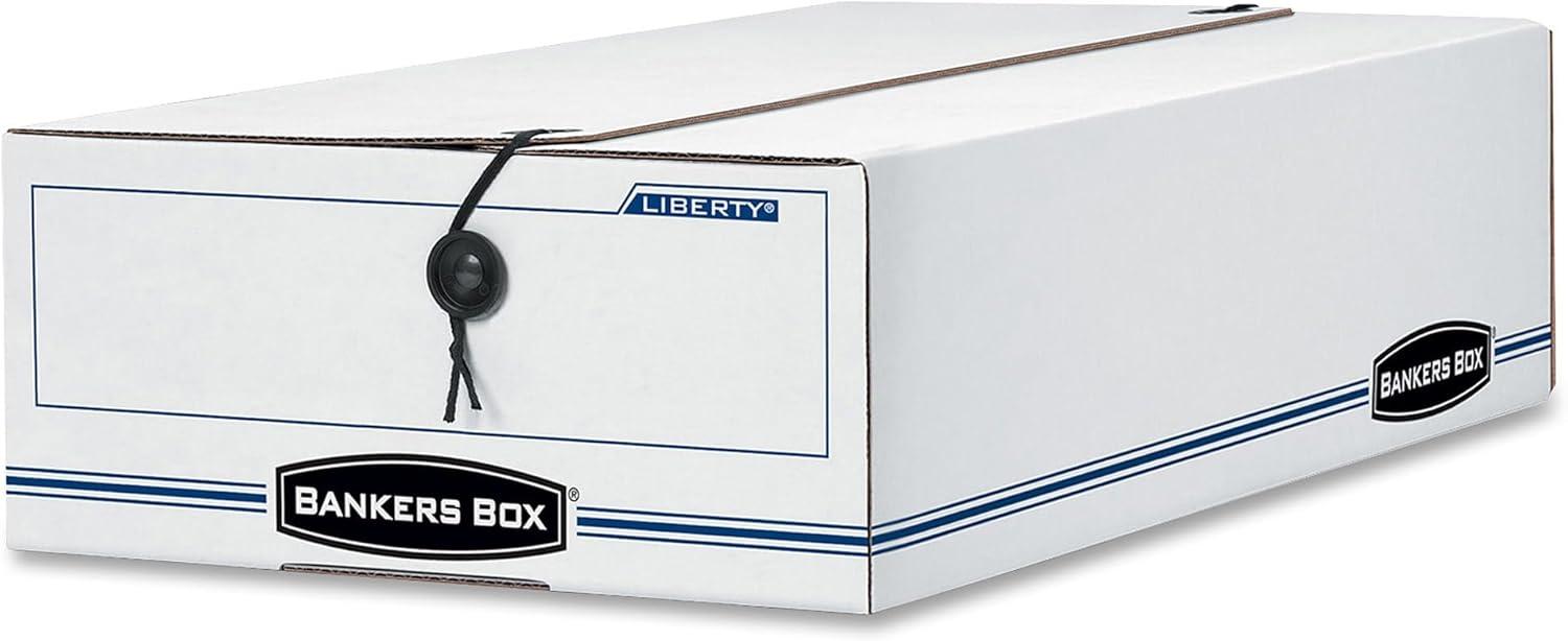 Bankers Box® Liberty Check/Deposit Slip Storage Box, 9 x 23 x 4, WE/BE, 12/Carton