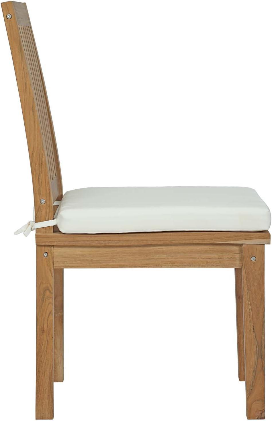 Modway Marina Outdoor Patio Teak Dining Side Chair in Natural White