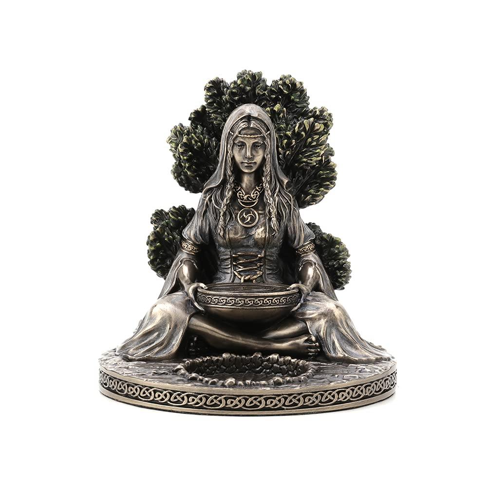 Veronese Design 4 7/8" Tall Celtic Goddess Danu Tealight Candle Holder Cold Cast Bronzed Resin Sculpture Wiccan Home Decor Figurine Collectibles