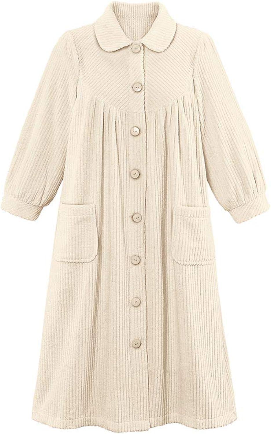 Collections Etc Plush Fleece Button Front Robe with Pockets, Collar