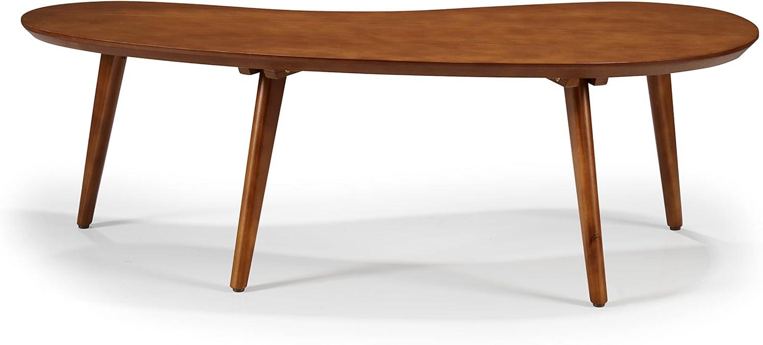 Mid-Century Modern Castanho Pine Wood Oval Coffee Table