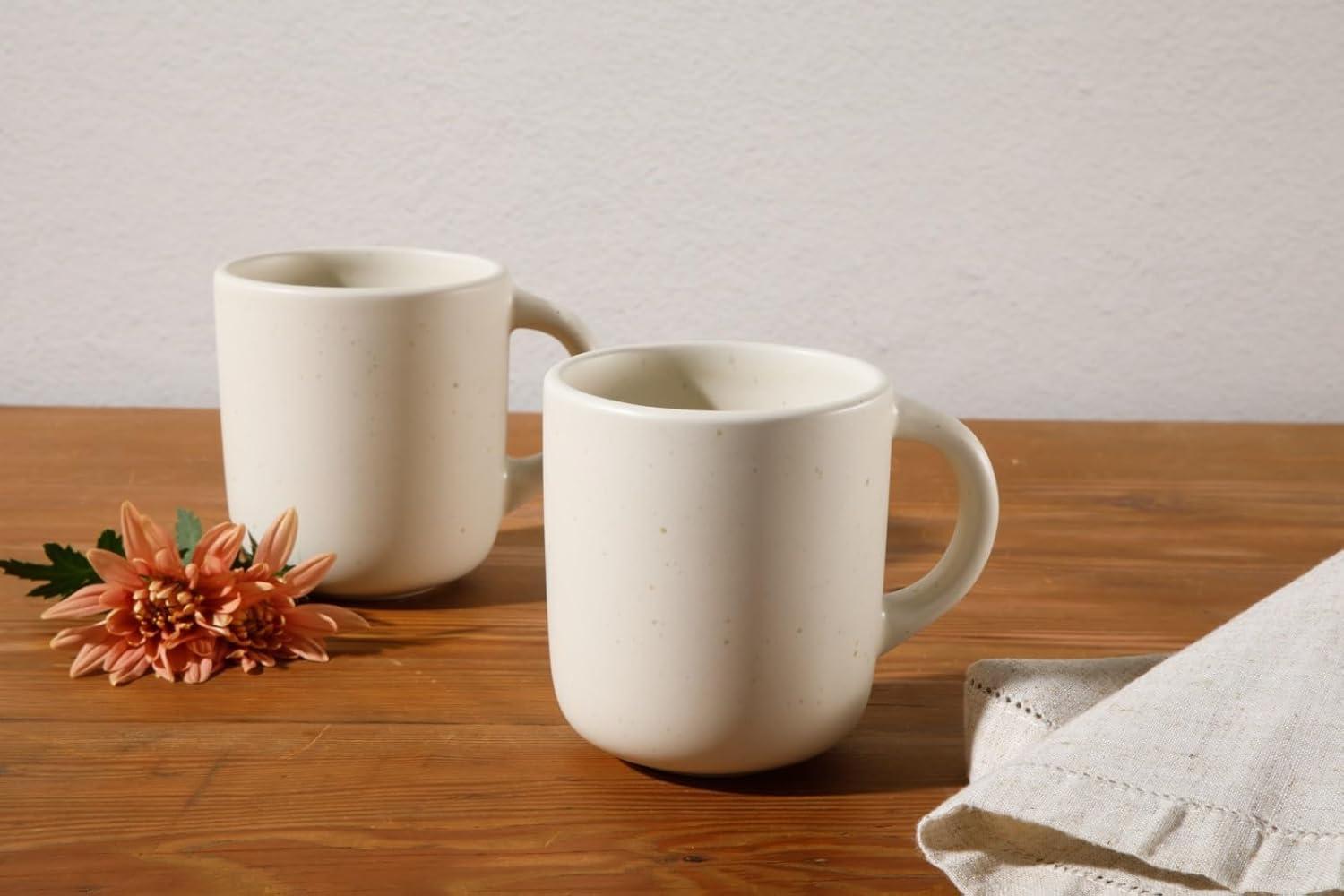 Sea Salt White Ceramic 4-Piece Mug Set