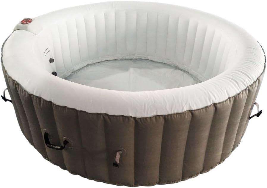 Aleko Brown and White Round Inflatable Hot Tub Spa