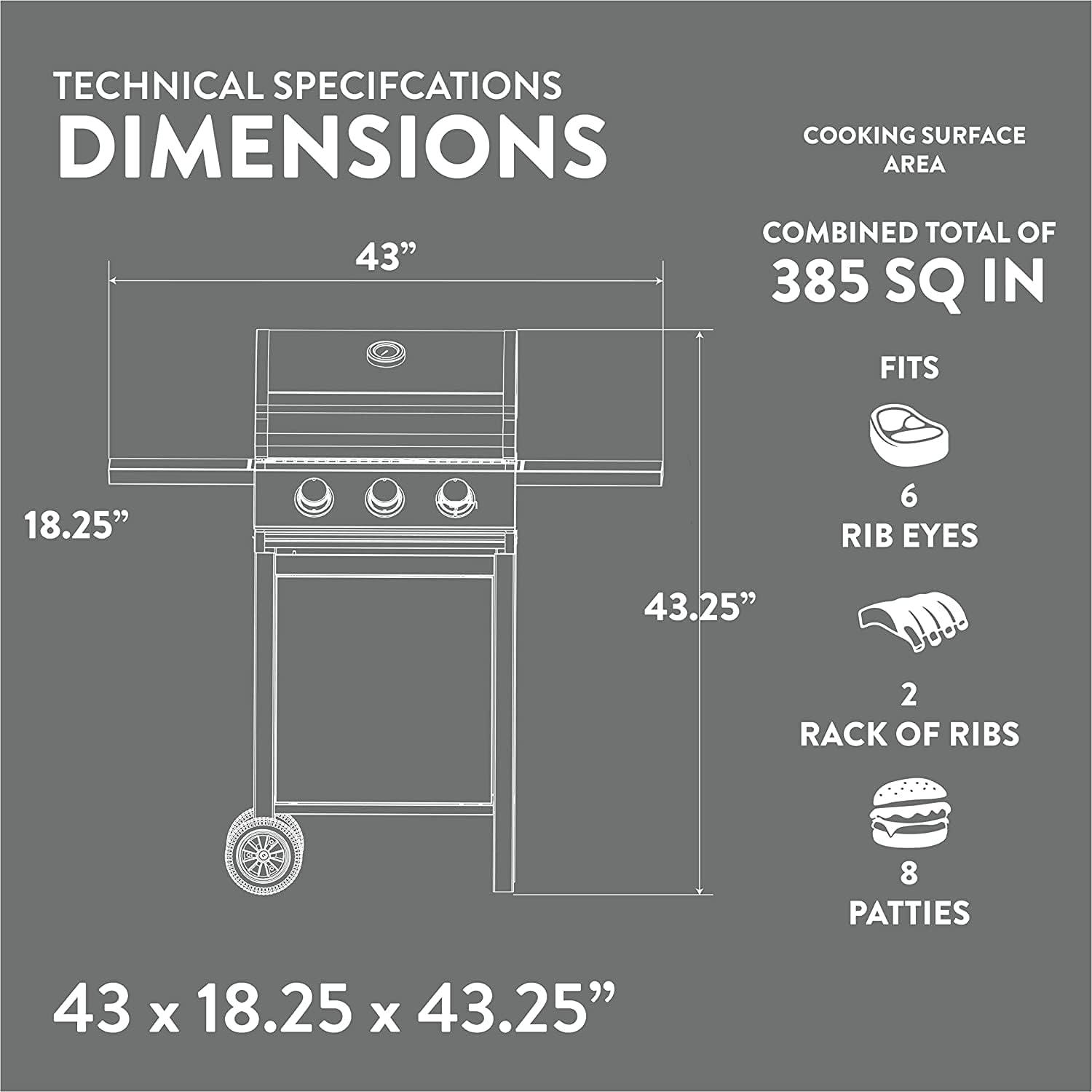 GasOne 3-Burner Black and Stainless Steel Outdoor BBQ Grill