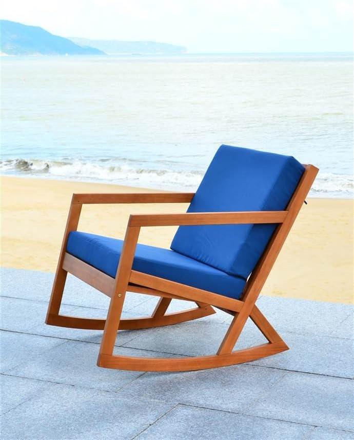 Vernon Rocking Chair Indoor/Outdoor - PAT7013 - Natural/Navy - Safavieh