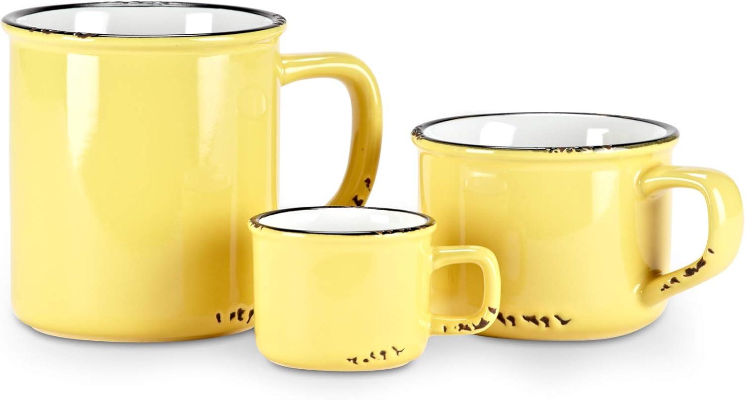 Yellow Enamel Look Stoneware Cappuccino Mug