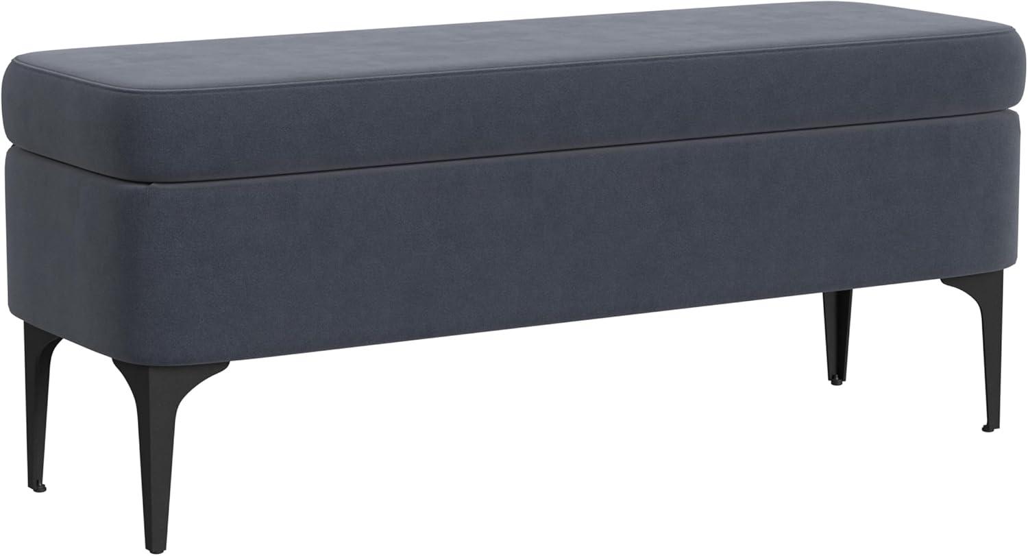 Medium Storage Bench with Metal Legs Gray Woven - HomePop