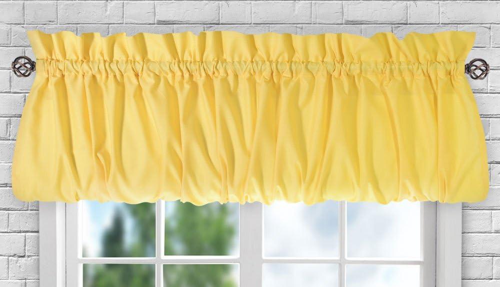 Ellis Stacey 1.5" Rod Pocket High Quality Fabric Solid Color Window Balloon Valance 60"x15" Yellow