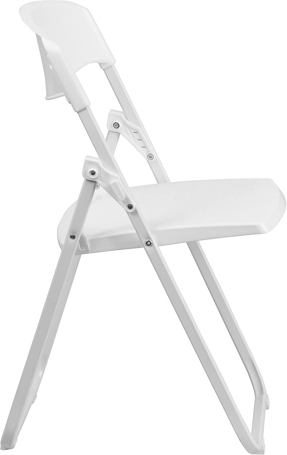 Flash Furniture 2 Pack HERCULES Series 500 lb. Capacity Heavy Duty White Plastic Folding Chair with Built-in Ganging Brackets