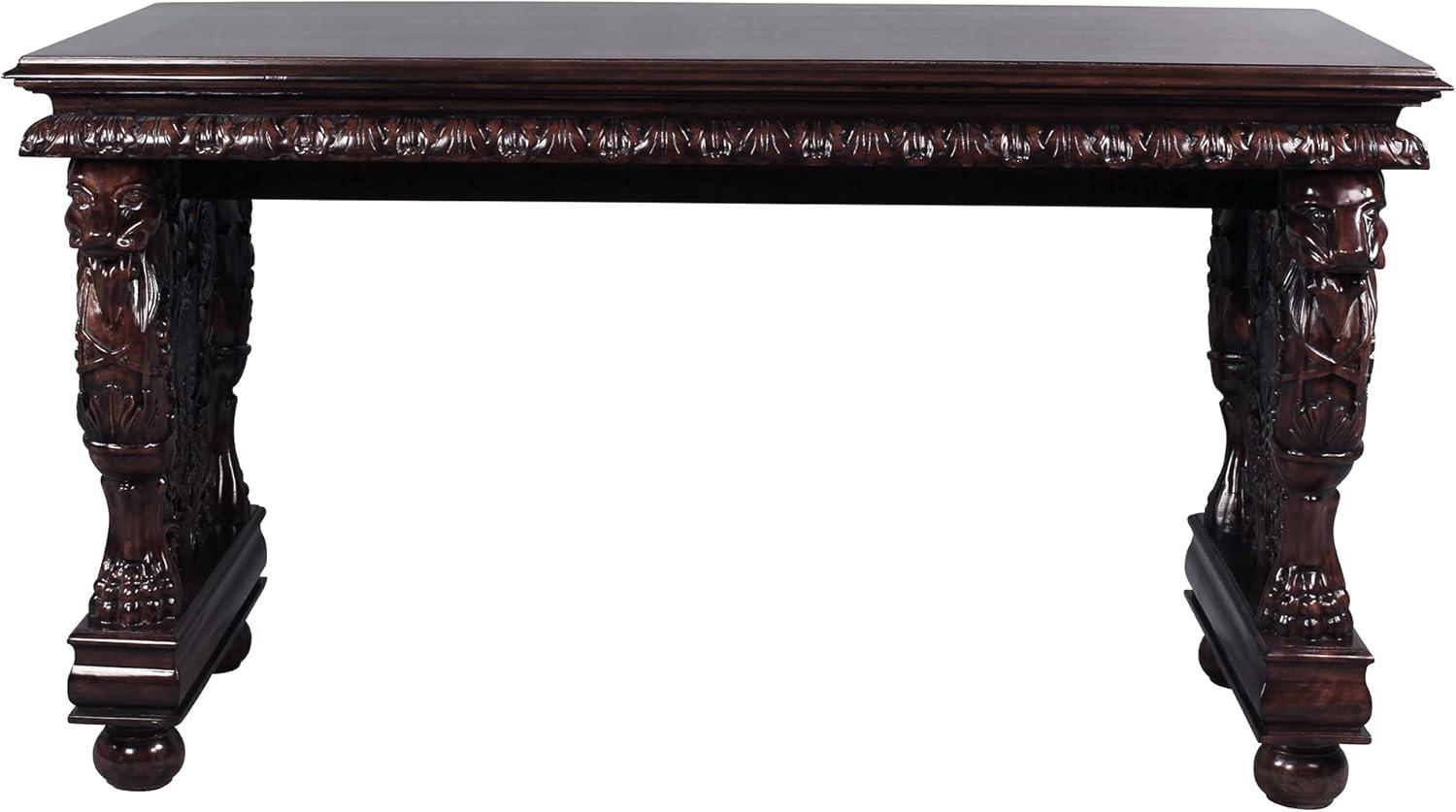 Gryphon Carved Mahogany 55'' Writing Desk in Brown