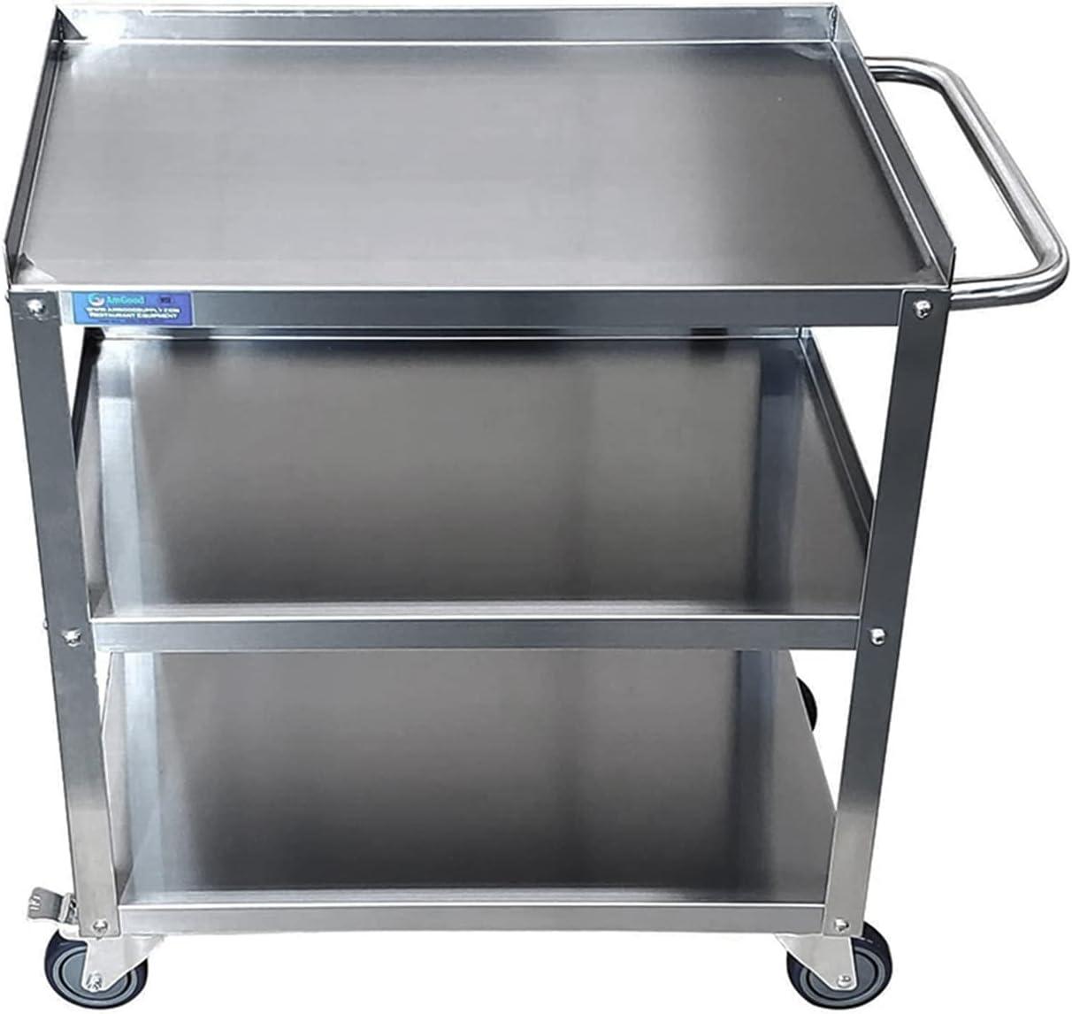 21 in. x 33 in. x 33 in. Stainless Steel 3-Shelf Utility Cart