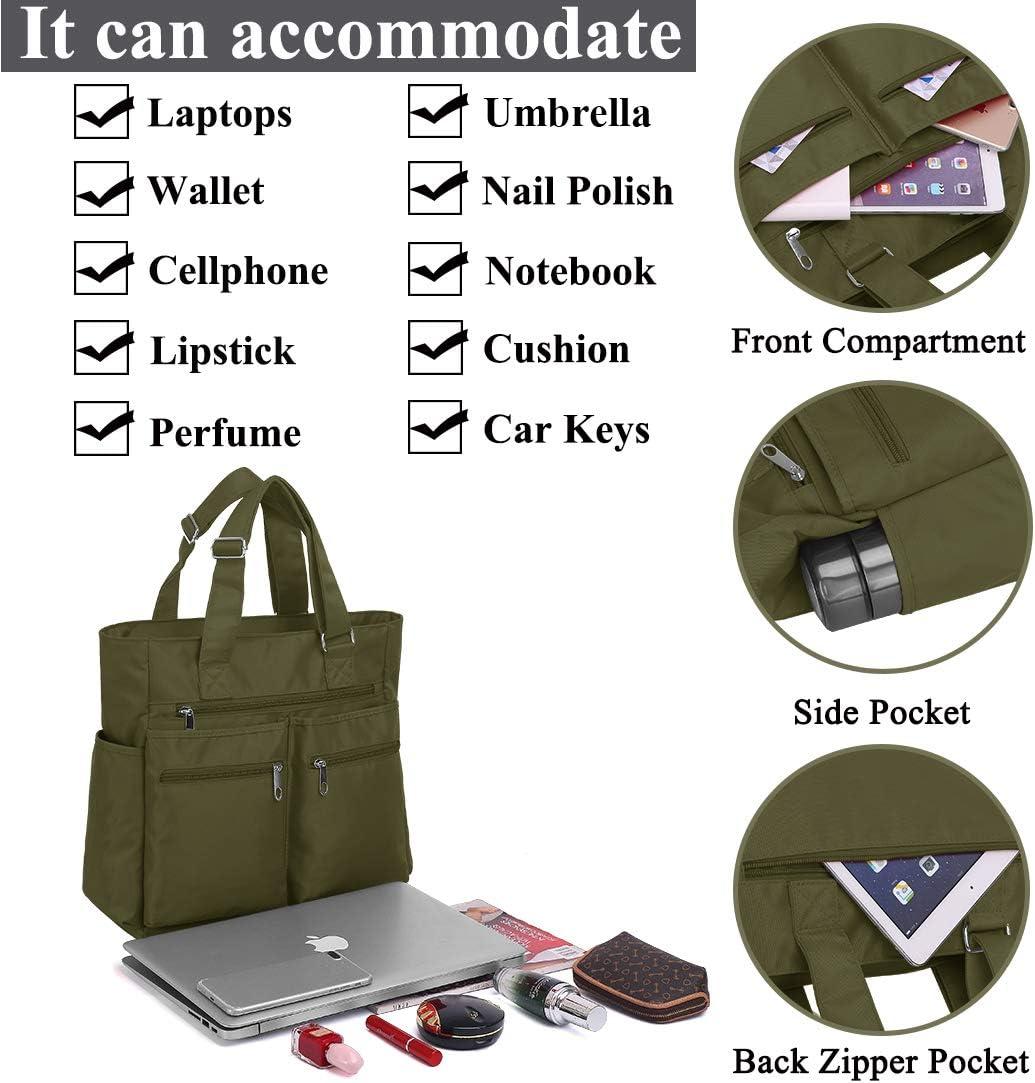 VOLGANIK ROCK Canvas Tote Bag Waterproof Nylon Multi Pocket Shoulder Bags Laptop Work Bag Teacher Purse Handbag for Women Men