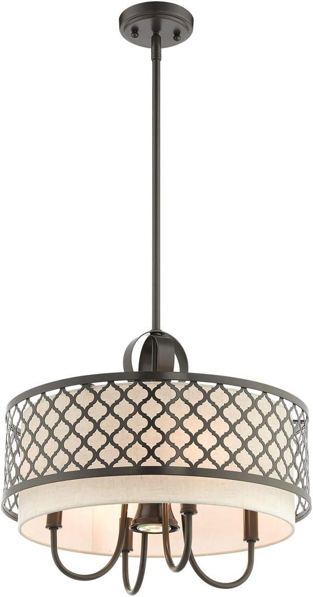 Arabesque Mini Drum 5-Light Pendant in English Bronze