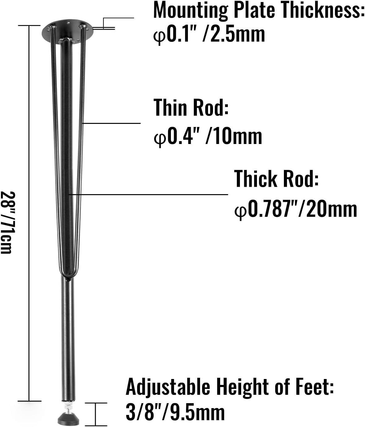 VEVOR Dining Table Legs 28 inch, Metal Table Legs 2PCS, Hollow X-Shaped Legs 440 Lbs Load Capacity DIY Coffee Table Legs Black Anti-Rust Iron Office Table Legs with Baking Varnish for Dining Table