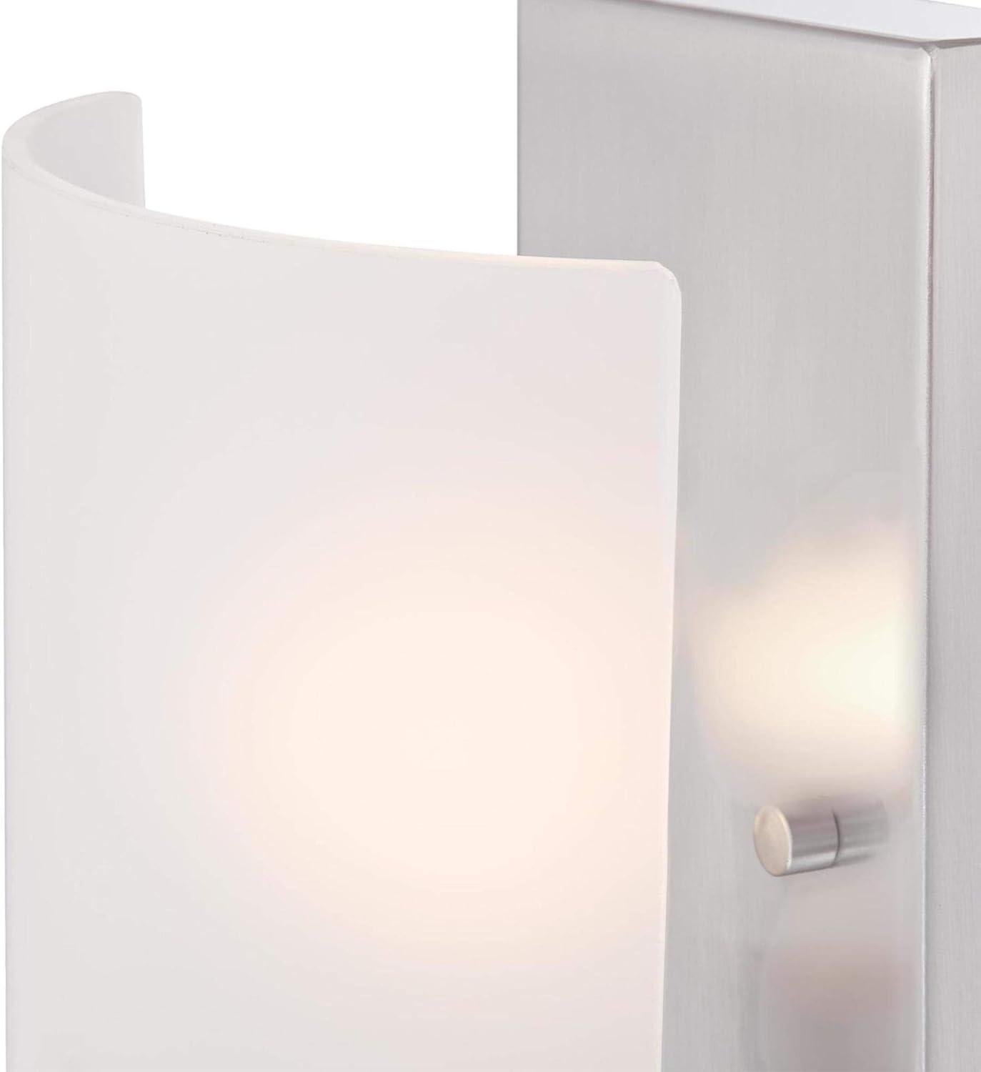 Enzo James Contemporary Brushed Nickel Wall Sconce with Frosted Glass