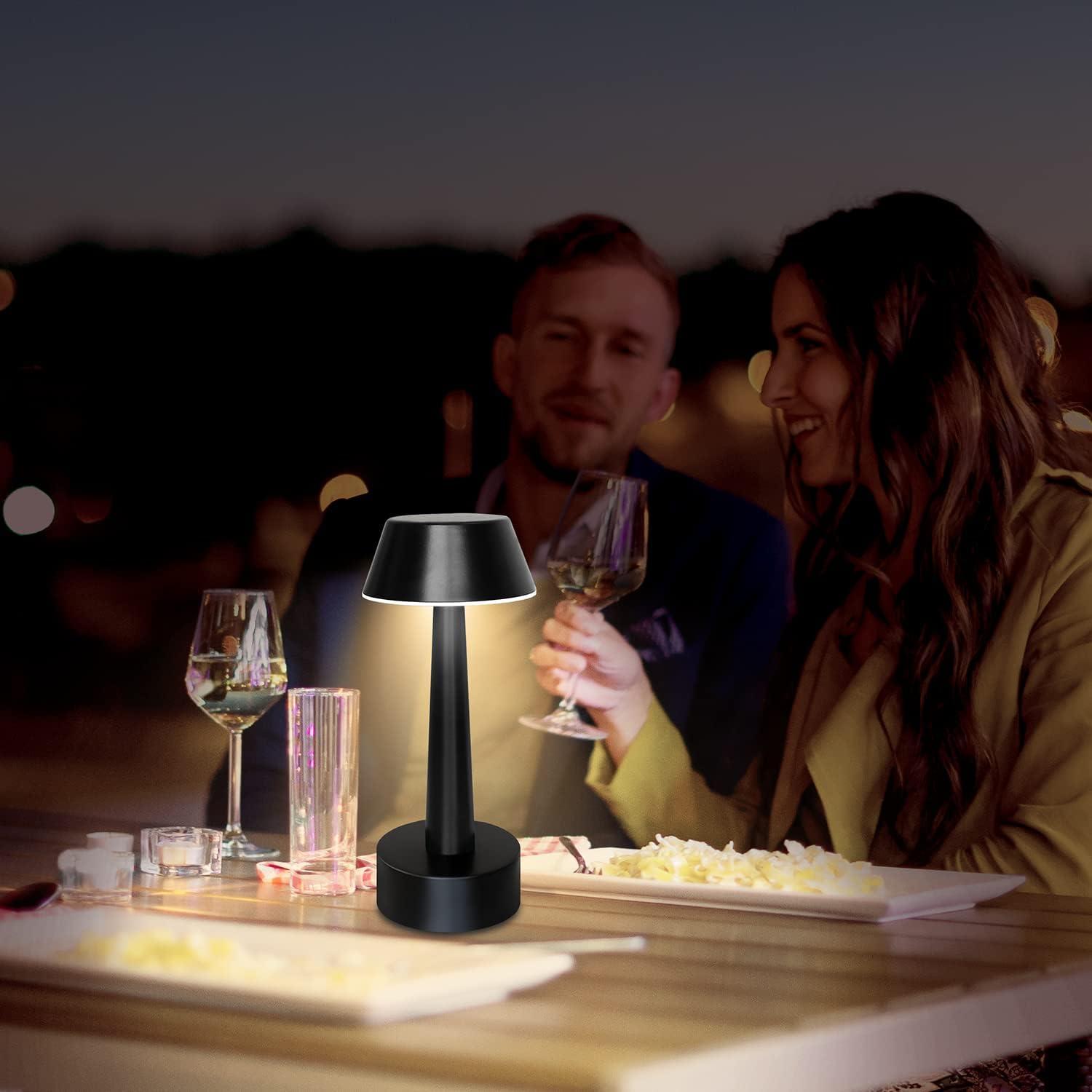 Egobasic Cordless Table Lamps, Modern Rechargeable Battery LED Desk Touch Night Light, 11.8" Metal Minimalist Small Portable Lamps for Dinner Coffee Table Restaurant Bedroom Bar Hotel, Gold