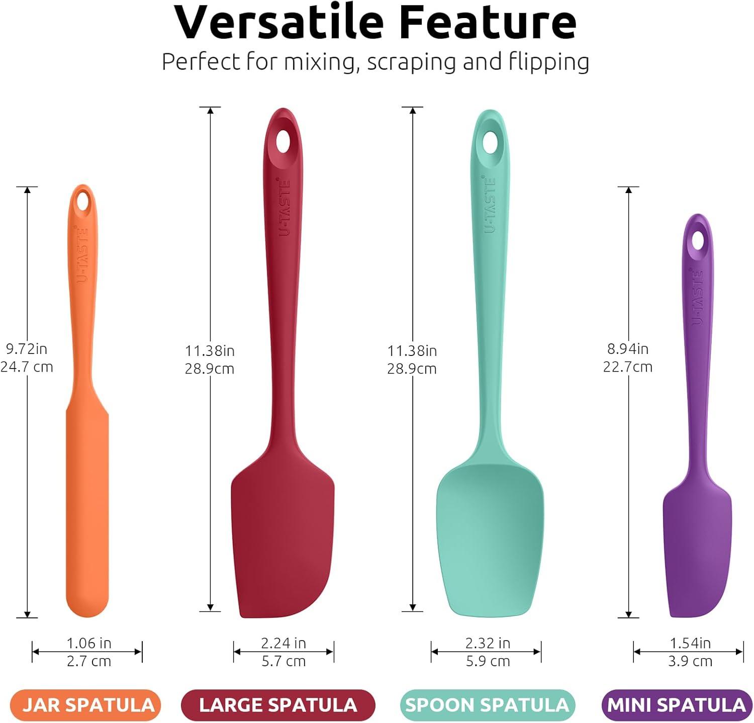 U-Taste 600ºF Heat-Resistant Silicone Spoon Spatula Set Flexible Scraper for Baking Cooking Mixing