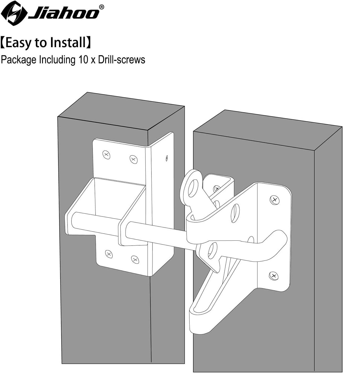 Post Mount Gate Latch for Wooden Fence - Heavy Duty Self Locking Gate Latch Hardware for Pool/Garden Gate Safety Latch, Automatic Fingertip Release Latches for Vinyl/Wood Fence, Black Finish