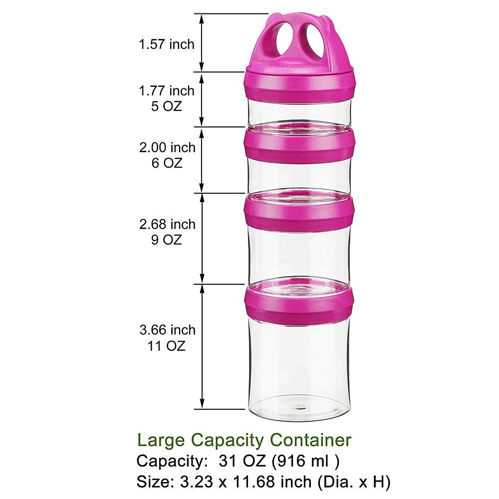 BeneLabel Stackable Food Storage Containers for Formula Travel Container for Storing Milk, Protein Powder, Snacks, Travel Items, BPA Free(Red, 31oz)
