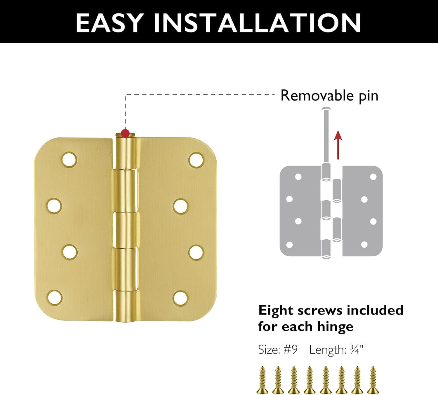 Design House Door Hinge 4-Inch, 5/8-inch Radius, 3-Pack (Set of 3)