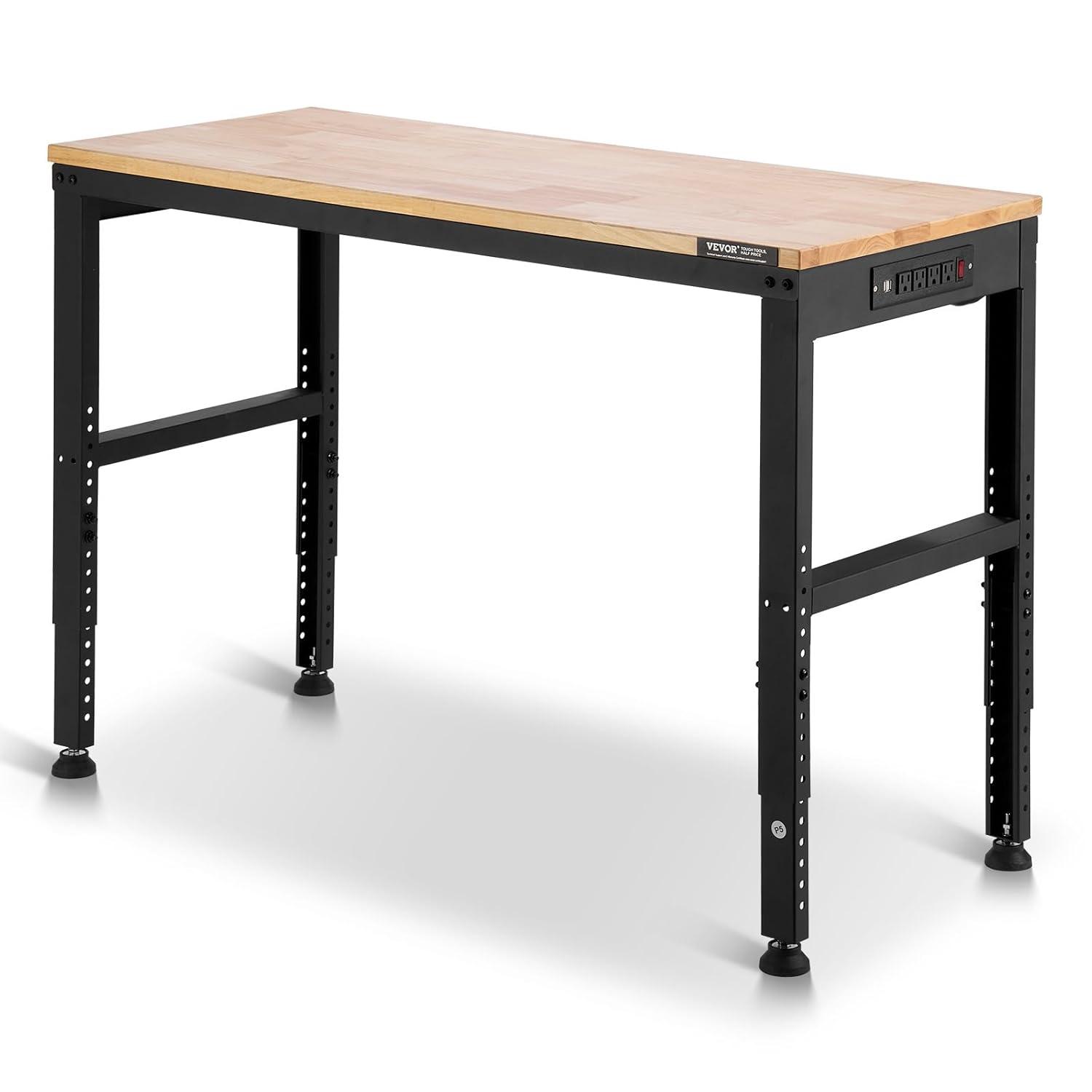 VEVOR 48'' W Wood Top Height-Adjustable Workbench