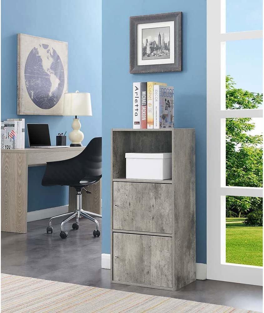 Freestanding Faux Birch Office Storage Cabinet with Chrome Knobs