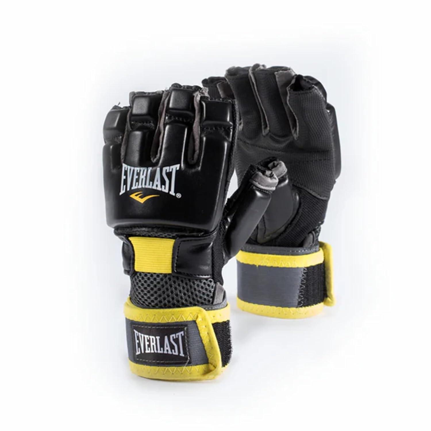 Black Synthetic Leather Kickboxing Gloves with Wrist Support