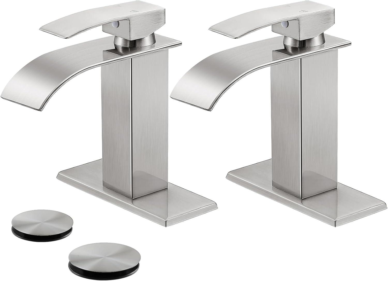 Brushed Nickel Single Handle Waterfall Bathroom Faucet