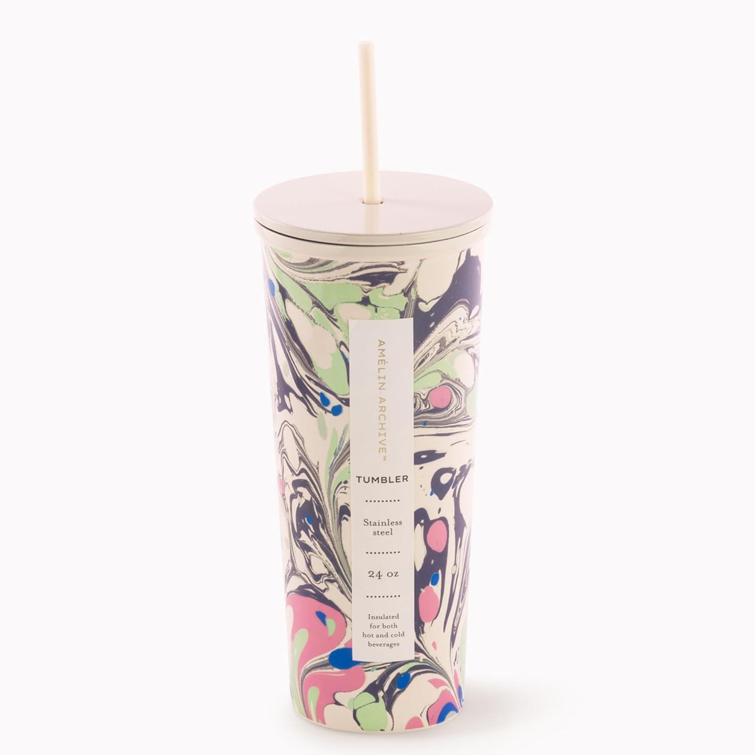 Kaleidoscope 24 oz Stainless Steel Travel Tumbler with Straw