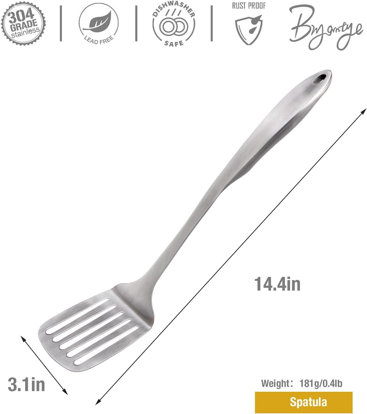 Zulay Kitchen 14.8 inch Slotted Turner -  Stainless Steel Heavy Duty Metal Spatula With Easy Grip Handle