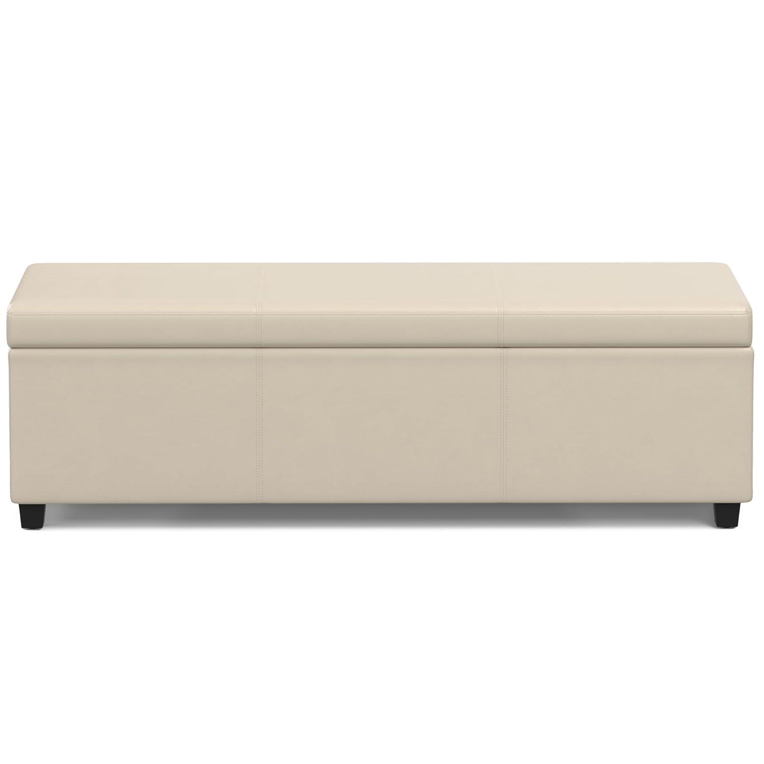Simpli Home Avalon 54"W Upholstered Storage Ottoman Bench with Interior Storage and Safety Hinges